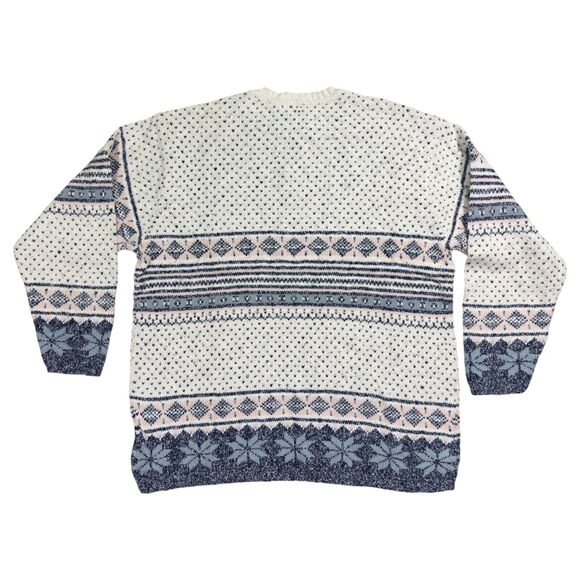 Lizwear Sweater Women's Large Ivory Knit Crew Romantic Classics 1/4 Zip Thermal - Picture 2 of 11